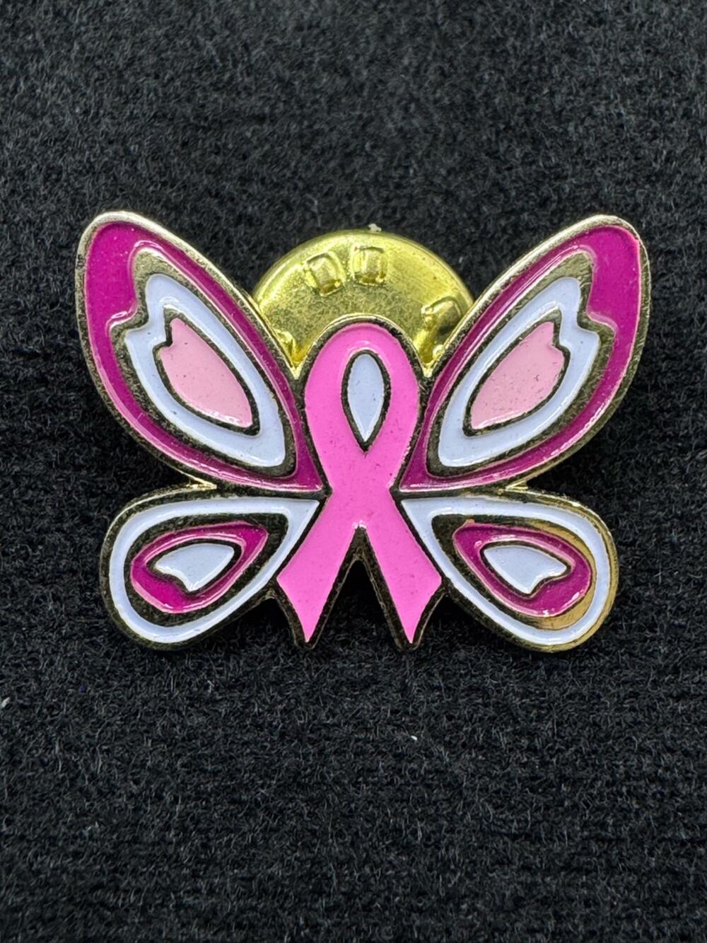 Butterfly Lapel Pin Breast Cancer Awareness Pink Ribbon Small Dainty Enamel